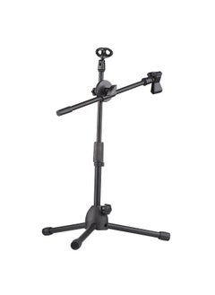 Dual Purpose Microphone Tripod Stand with 2 Mic Clips Adjustable Mic Stand Boom Arm Microphones Desk Floor Bracket for Speech Meeting Live Stream Sing Voice Recording