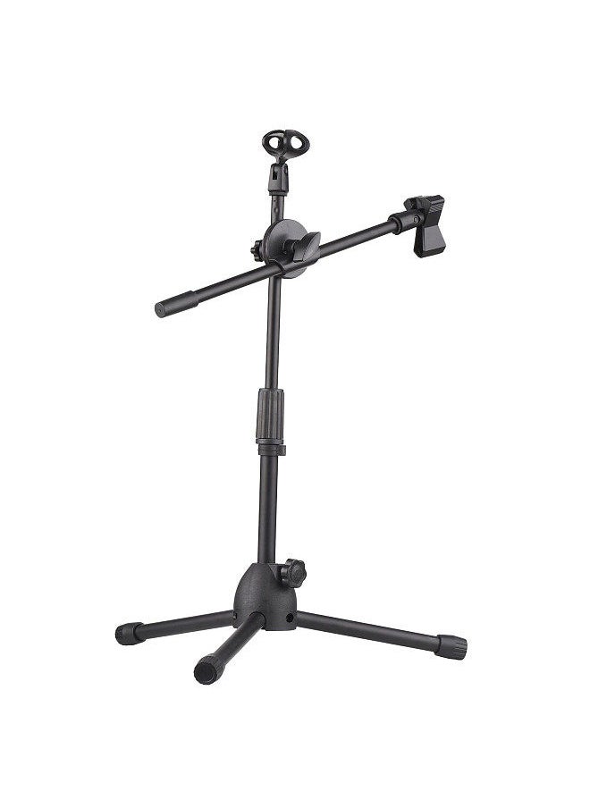 Generic - Dual Purpose Microphone Tripod Stand with 2 Mic Clips Adjustable Mic Stand Boom Arm Microphones Desk Floor Bracket for Speech Meeting Live Stream Sing Voice Recording - Image 1