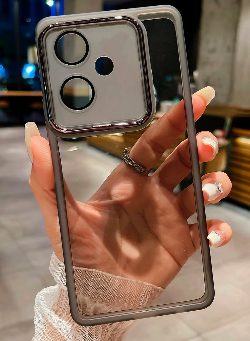 Wtech Honor 400 5G 2025 Soft Transparent TPU Camera Lens Protection Silicone Ultra Thin Phone Stylish Electroplated Camera Border Back Case Cover - Black - Image 2