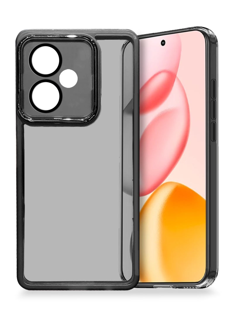 Wtech Honor 400 5G 2025 Soft Transparent TPU Camera Lens Protection Silicone Ultra Thin Phone Stylish Electroplated Camera Border Back Case Cover - Black - Image 1