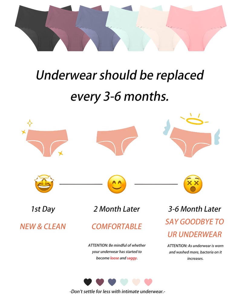 Sth Big High Waisted Seamless Underwear for Women No Show Panties Cheeky Scalloped Edge Bikini Breathable Briefs 6 Pack, Medium - Image 5