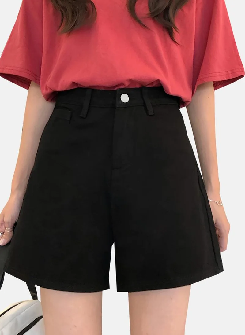 يونيكي Black Solid Denim Shorts