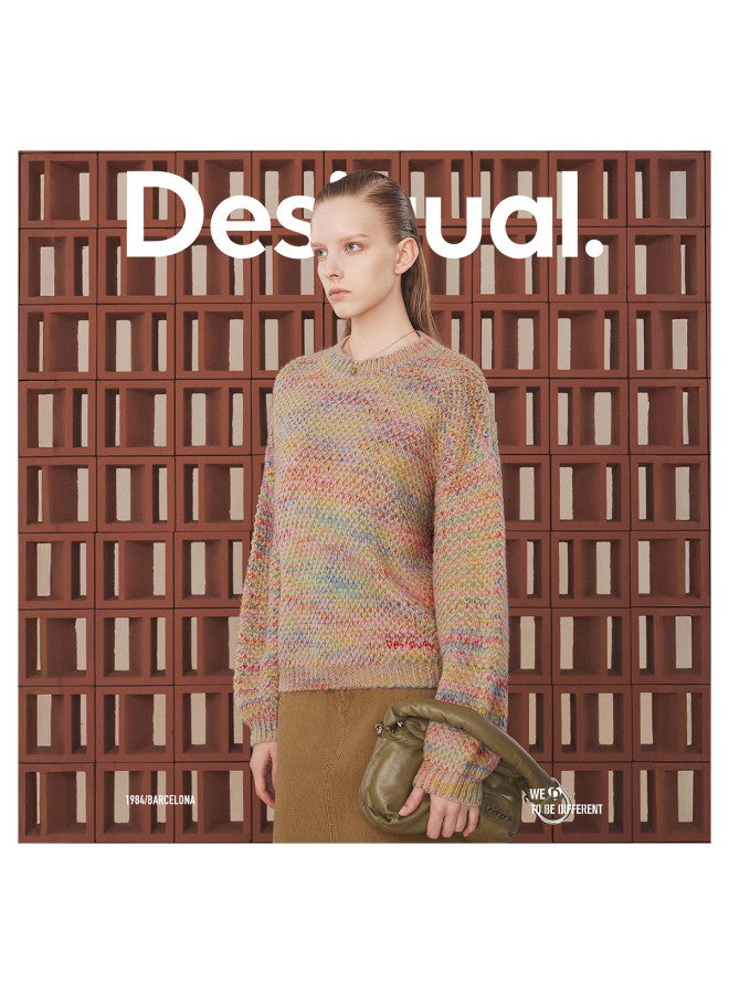DESIGUAL loose Color-blocked Round Neck Women's Knit Sweater - Image 4
