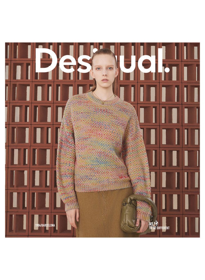DESIGUAL loose Color-blocked Round Neck Women's Knit Sweater - Image 2