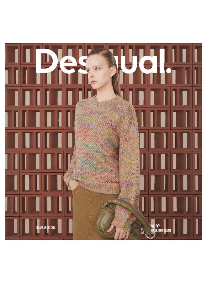 DESIGUAL loose Color-blocked Round Neck Women's Knit Sweater - Image 3