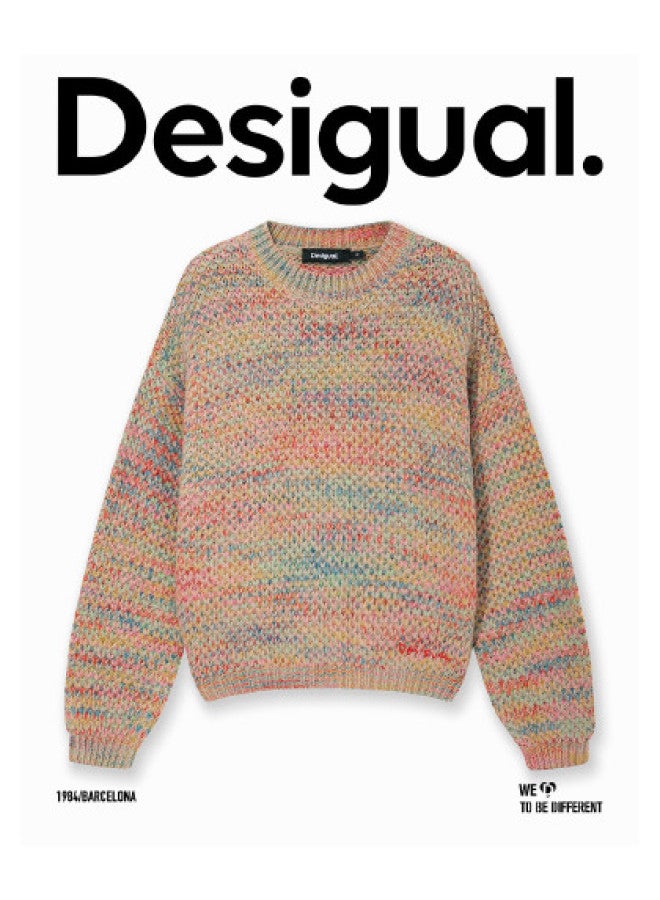 DESIGUAL loose Color-blocked Round Neck Women's Knit Sweater - Image 1