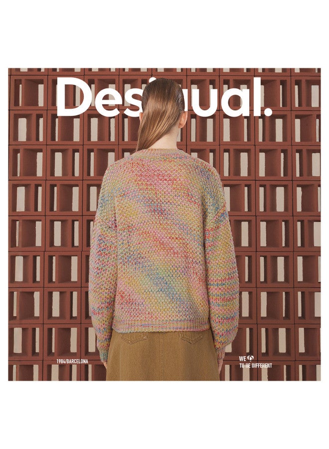 DESIGUAL loose Color-blocked Round Neck Women's Knit Sweater - Image 5