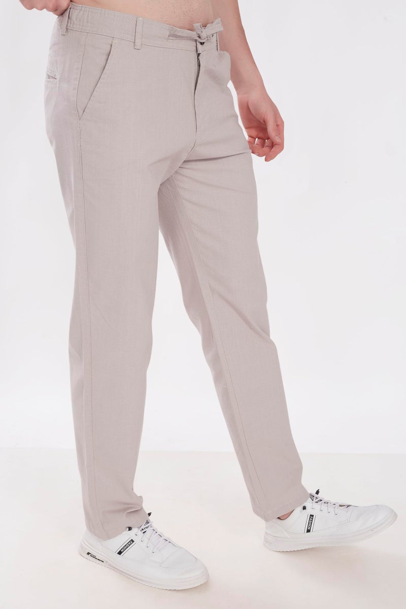DIVISIVE Men's Relaxed Fit Cotton Linen Blend Trousers (DPT11_32_Stone Grey) - Image 4