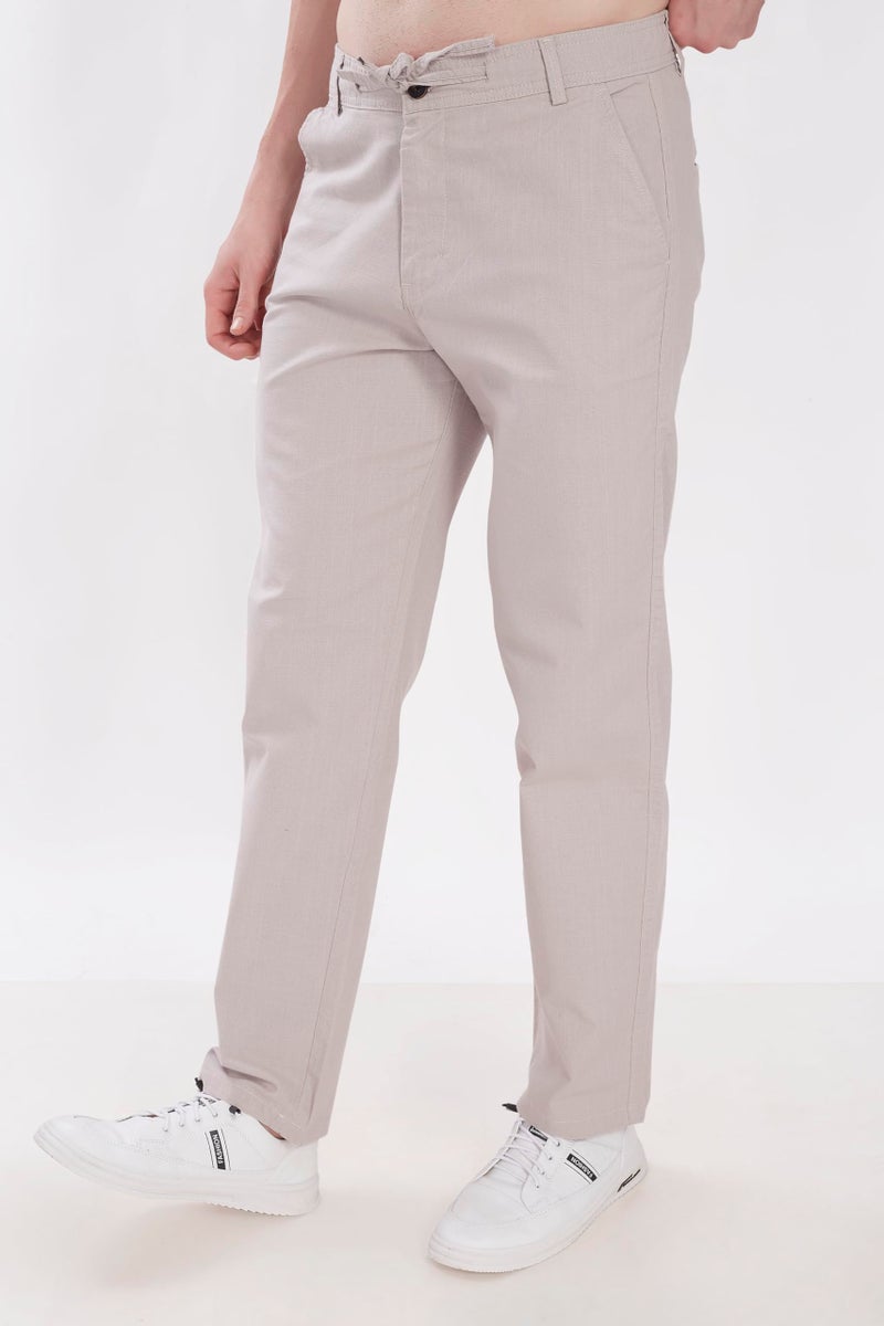 DIVISIVE Men's Relaxed Fit Cotton Linen Blend Trousers (DPT11_32_Stone Grey) - Image 3