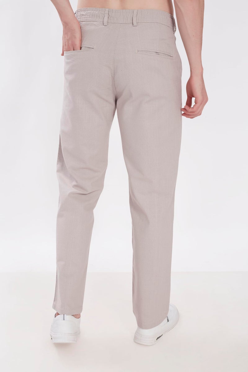 DIVISIVE Men's Relaxed Fit Cotton Linen Blend Trousers (DPT11_32_Stone Grey) - Image 5