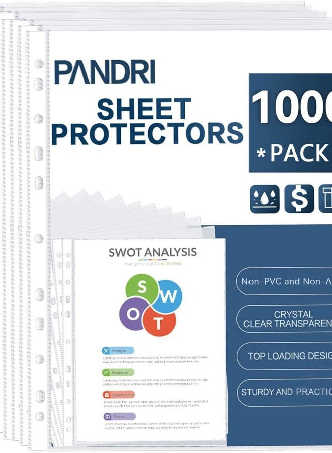 PANDRI Sheet Protectors, Clear Heavy Duty Plastic Page Protectors Shee (SheetProtectors-1000Pack) - Image 1