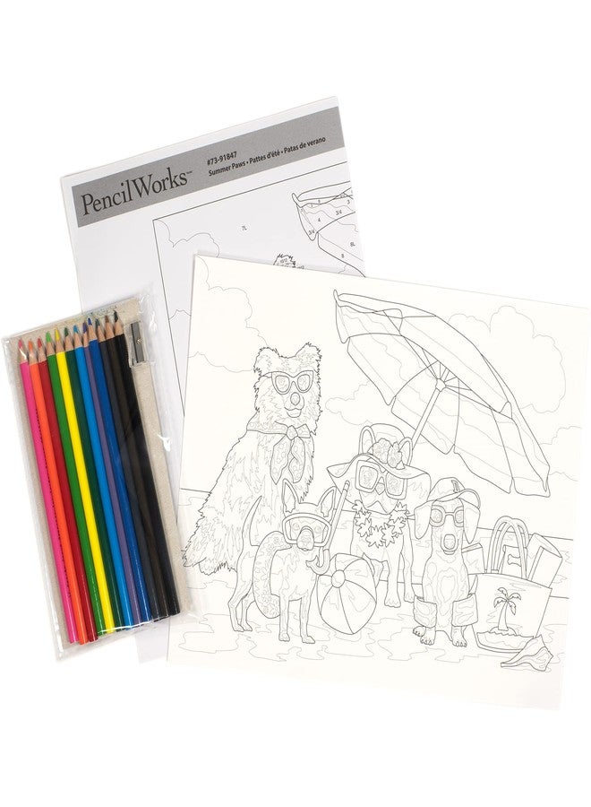 Dimensions PencilWorks Summer Paws Animal Color by Number for Adults and Kids, Finished Project 9" x 12", Multicolor 15 Piece - Image 3