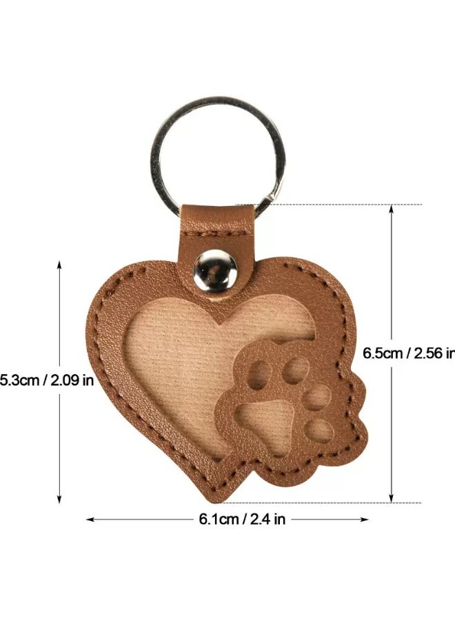 3 قطع من قلادة جلدية لتخزين شعر الحيوانات الأليفة - سلسلة مفاتيح تذكارية للحقيبة والمحفظة وحقيبة المدرسة (برتقالي، رمادي، وردي) - Image 2