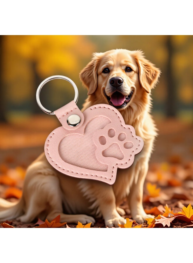 3 قطع من قلادة جلدية لتخزين شعر الحيوانات الأليفة - سلسلة مفاتيح تذكارية للحقيبة والمحفظة وحقيبة المدرسة (برتقالي، رمادي، وردي) - Image 3