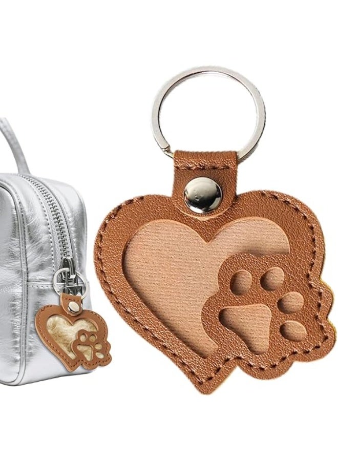 3 قطع من قلادة جلدية لتخزين شعر الحيوانات الأليفة - سلسلة مفاتيح تذكارية للحقيبة والمحفظة وحقيبة المدرسة (برتقالي، رمادي، وردي) - Image 4