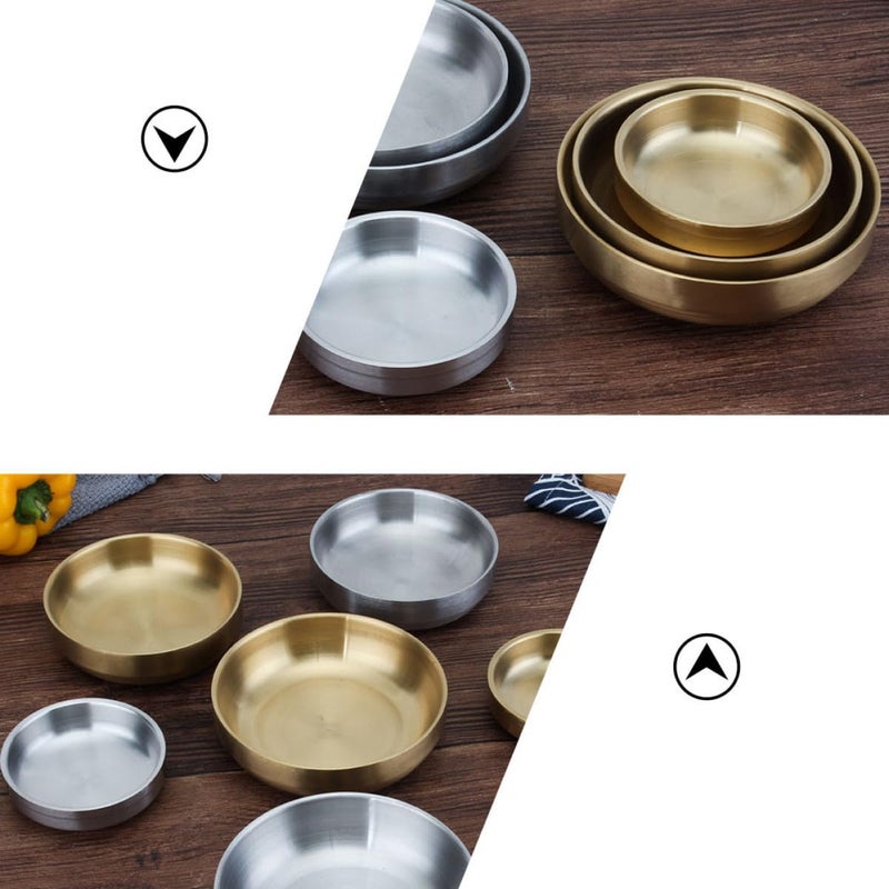 2Pcs 9cm Gold 304 Stainless Steel Double Layer Insulated Seasoning Bowls - Image 4