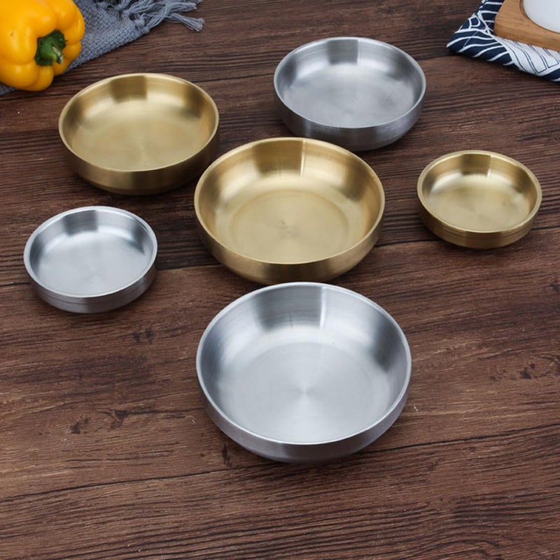 2Pcs 9cm Gold 304 Stainless Steel Double Layer Insulated Seasoning Bowls - Image 5