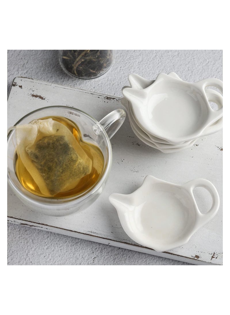 Y&D - 5 Pcs Tea Bag Holder for Used Bag, Teapot Shaped Coasters, Keep Your Time Tidy and Organized with Saucers - Image 1