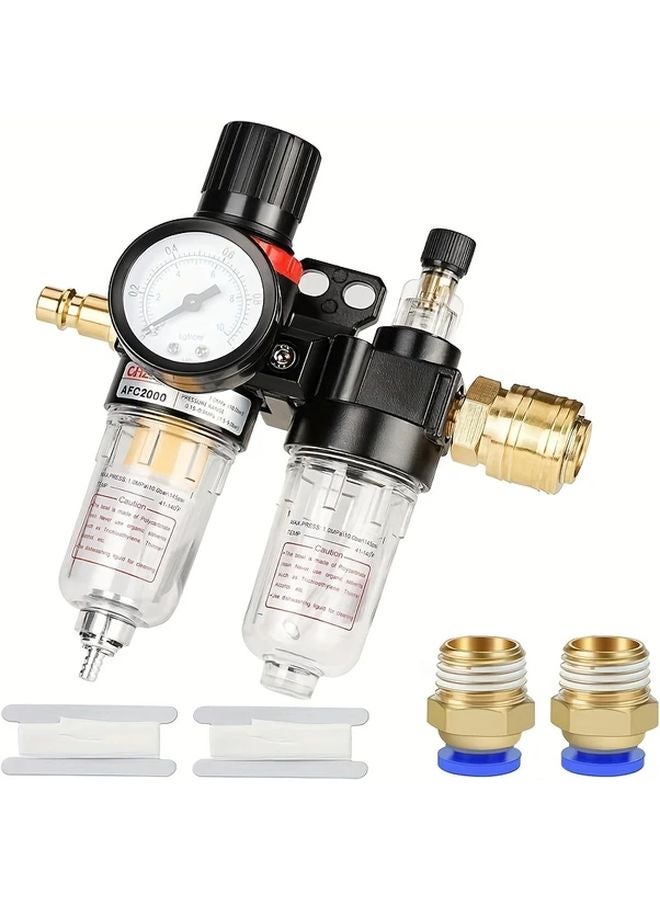1Pc 14 Inch Compressed Air Pressure Regulator With Water Trap Oil Separator And Gauge - Image 1