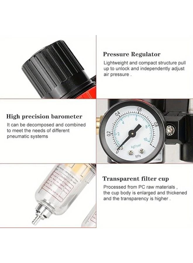 1Pc 14 Inch Compressed Air Pressure Regulator With Water Trap Oil Separator And Gauge - Image 5