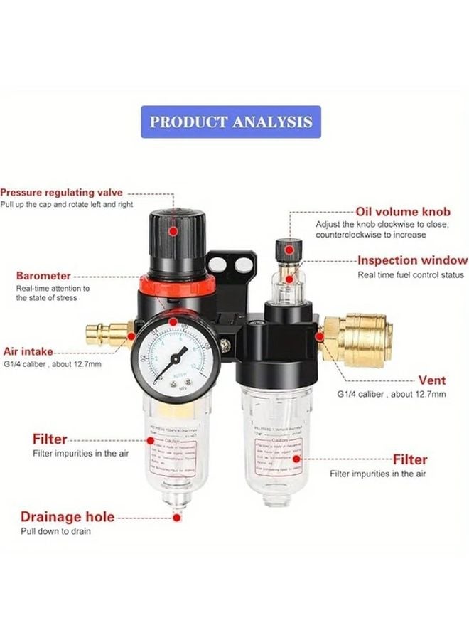 1Pc 14 Inch Compressed Air Pressure Regulator With Water Trap Oil Separator And Gauge - Image 4