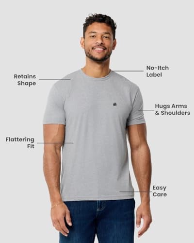 INTO THE AM Men's Logo Tees - Fitted Crewneck T-Shirts Casual Gym Workout Black White Short Sleeve Tshirts Shirts for Men (Grey Heather, Small) - Image 4