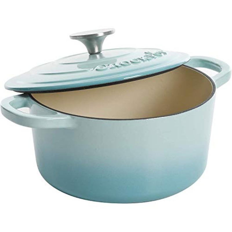 Artisan Round Enameled Cast Iron Dutch Oven for cooking and baking, cast iron with enamel coating, aqua color, durable heat retention and even heating - Image 4