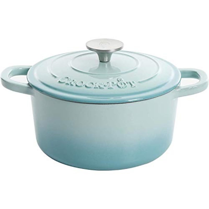 Artisan Round Enameled Cast Iron Dutch Oven for cooking and baking, cast iron with enamel coating, aqua color, durable heat retention and even heating - Image 1