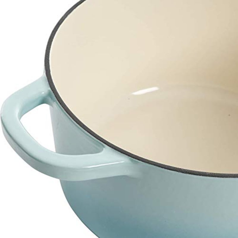 Artisan Round Enameled Cast Iron Dutch Oven for cooking and baking, cast iron with enamel coating, aqua color, durable heat retention and even heating - Image 2
