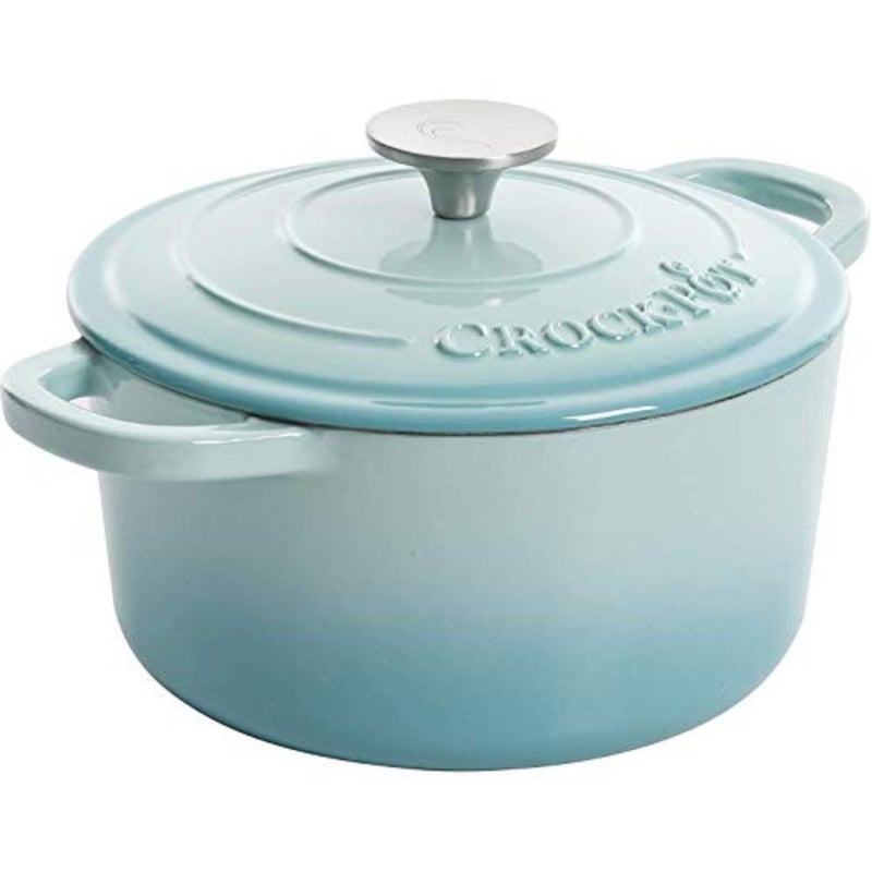 Artisan Round Enameled Cast Iron Dutch Oven for cooking and baking, cast iron with enamel coating, aqua color, durable heat retention and even heating - Image 3