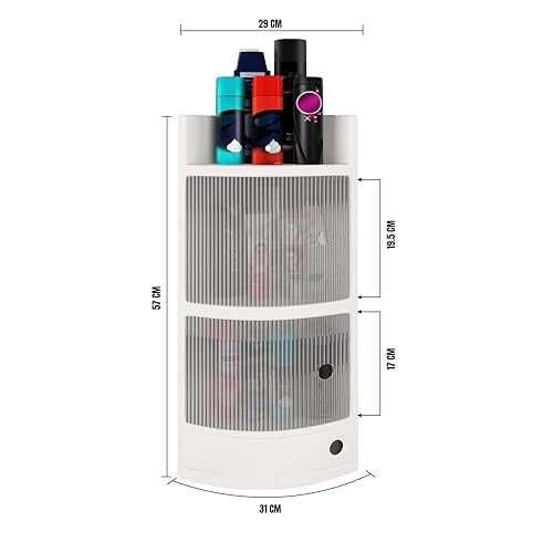 TRENDY Durable Plastic Bathroom SDX 3-Tier Corner Cabinet with Doors – Wall-Mounted Multipurpose Storage Shelf Unit (White) - Image 5