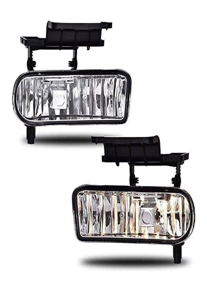 PIT66 Clear Lens Bumper Fog Light Replacement For Chevy 1999-2002 Silverado 1500 2500 / 2001-2002 Silverado 3500 / 2000-2006 Suburban Tahoe Driver Passenger Side Halogen Lamps Replacement With Bulbs - Image 1