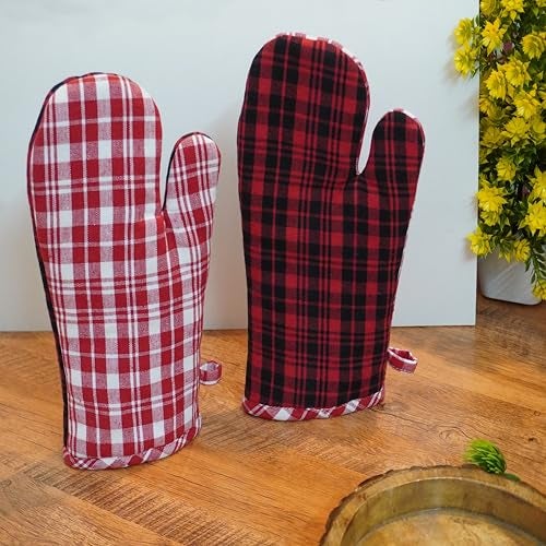 CRAZYWEAVES Oven Gloves for Heat Proof Baking Gloves for Micro Oven Mitten Set Micro Oven Mitten Set Pack of 2 heatproof Glove for Oven - Image 1