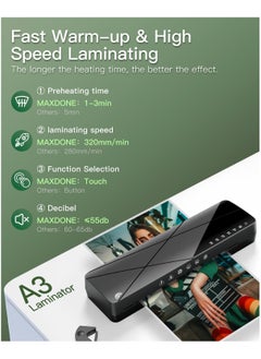 SYOSI SYOSI A3 Laminating Machine Set - Hot and Cold Thermal Laminator 13 Inches with Laminating Sheets, 5-in-1 Lamination Machine with 6 Laminating Modes and Auto-Off for Home Office School  - Image 3