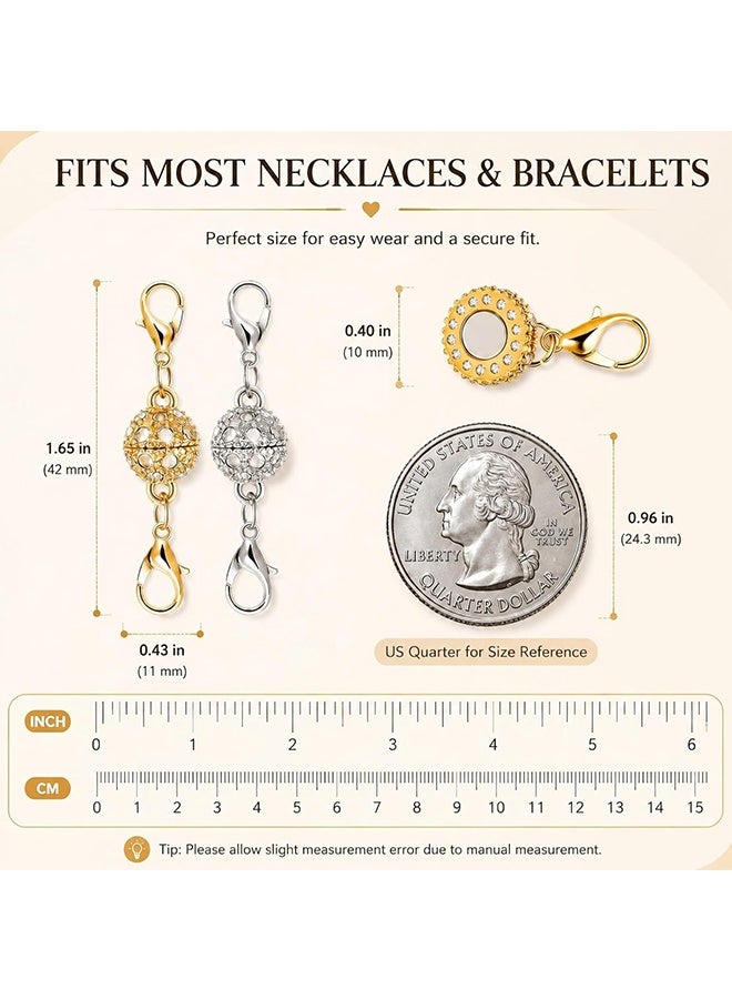 Wffo 12PCS Magnetic Necklace Clasps and Closures, Gold & Silver Magnetic Lobster Clasp Extenders for Necklaces & Bracelets, Easy Jewelry Converter for Women, Seniors, and Everyday Wear - Image 2