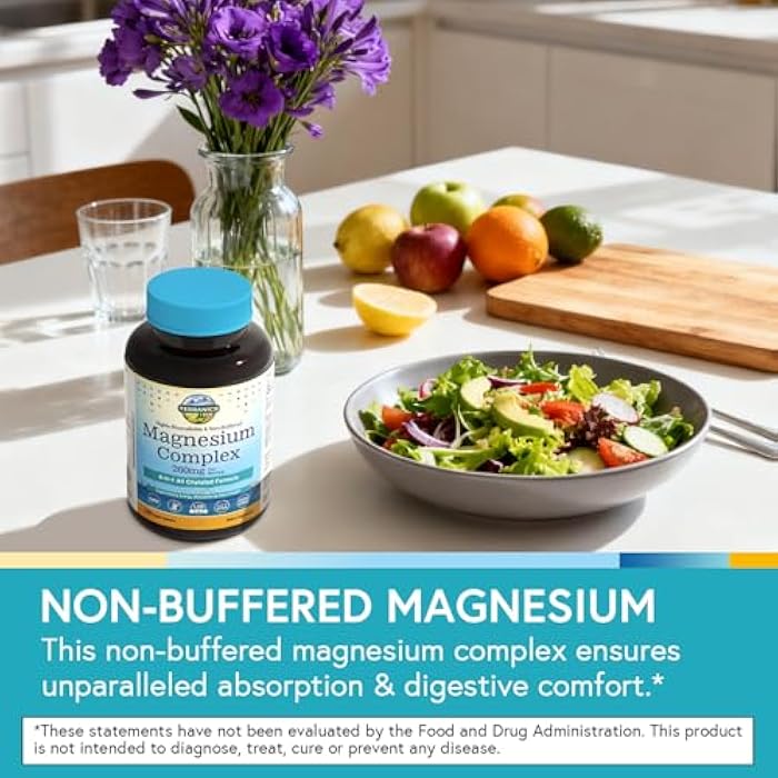Terranics Magnesium Complex, 6-in-1, High Absorption, Glycinate, Citrate, Aspartate, Gluconate, Calmness, Heart, Bone, 240 Capsules, Non-Buffered - Image 4