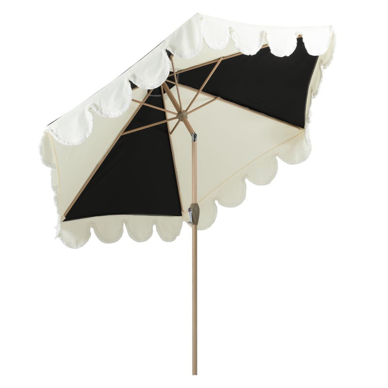 Tempera 9ft Scalloped Patio Umbrellas with Fringe, Market Umbrellas with Water-Resistant and Fade Resistant Canopy, 1.5" Wood Pole & Button Tilt. - Image 1