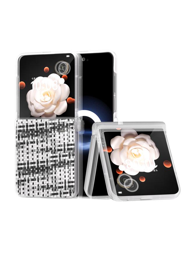 اس-توب جراب لهاتف Honor Magic V Flip بثلاثة أجزاء إطار شفاف غير لامع بلون شبكي وملمس من مادة البولي يوريثان - Image 1