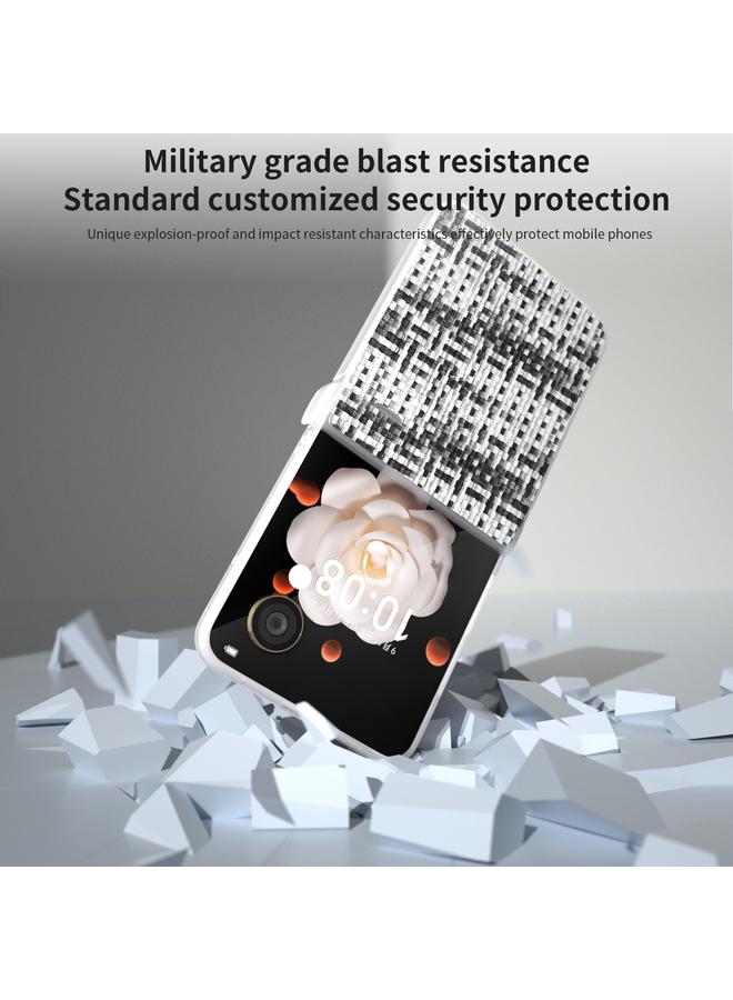 اس-توب جراب لهاتف Honor Magic V Flip بثلاثة أجزاء إطار شفاف غير لامع بلون شبكي وملمس من مادة البولي يوريثان - Image 5