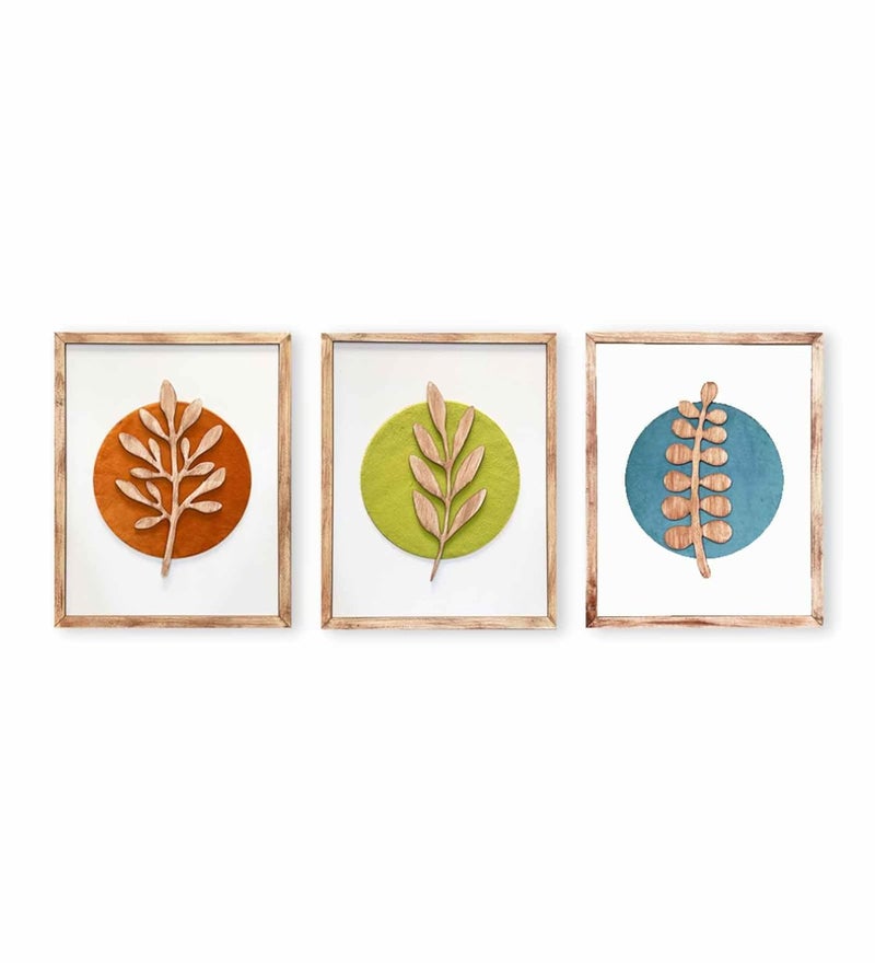 Set of 3 Botanical Wall Art Wooden Stylish Decoration Item For Home Office Caf Restaurant and Hotel Home Decor Items for Living Room Bedroom Kitchen and Any Favorite Place