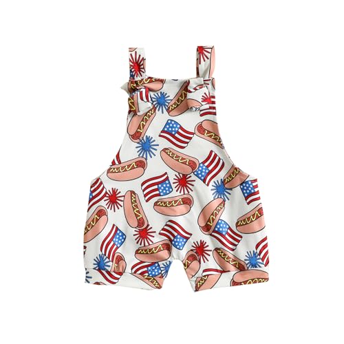 Rtnnsbbfcm 4th of July Baby Boy Girl Outfit Stars Stripes Romper Fourth of July Overalls Infant Memorial Day Clothes (America Flag, 6-12 Months) - Image 3