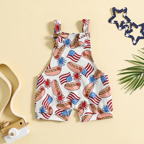 Rtnnsbbfcm 4th of July Baby Boy Girl Outfit Stars Stripes Romper Fourth of July Overalls Infant Memorial Day Clothes (America Flag, 6-12 Months) - Image 2