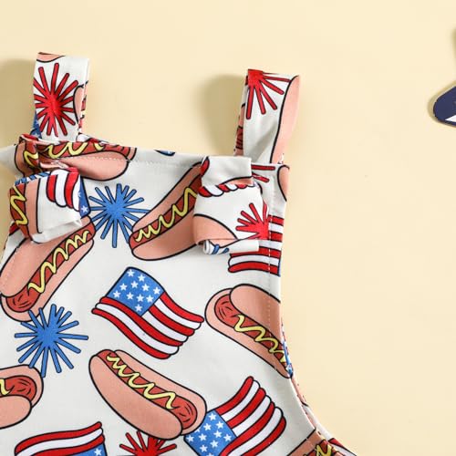 Rtnnsbbfcm 4th of July Baby Boy Girl Outfit Stars Stripes Romper Fourth of July Overalls Infant Memorial Day Clothes (America Flag, 6-12 Months) - Image 5