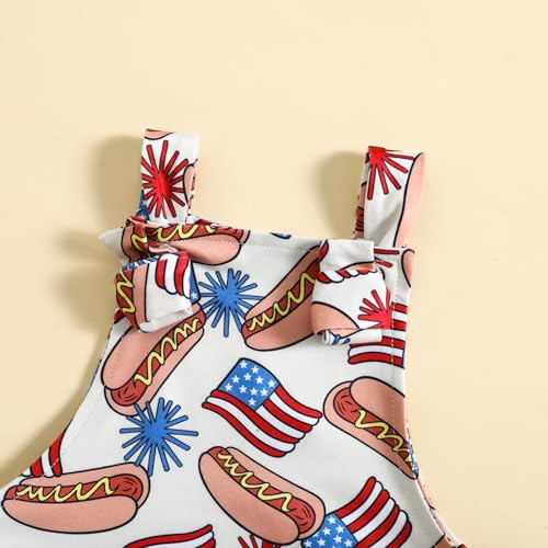 Rtnnsbbfcm 4th of July Baby Boy Girl Outfit Stars Stripes Romper Fourth of July Overalls Infant Memorial Day Clothes (America Flag, 6-12 Months) - Image 4