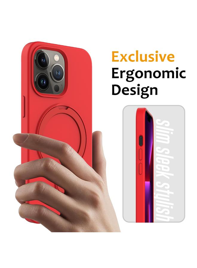 اس-توب جراب لهاتف iPhone 12 Pro Max مصنوع من السيليكون السائل المغناطيسي MagSafe مع حامل حلقي - Image 2