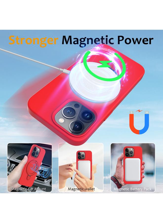 اس-توب جراب لهاتف iPhone 12 Pro Max مصنوع من السيليكون السائل المغناطيسي MagSafe مع حامل حلقي - Image 3