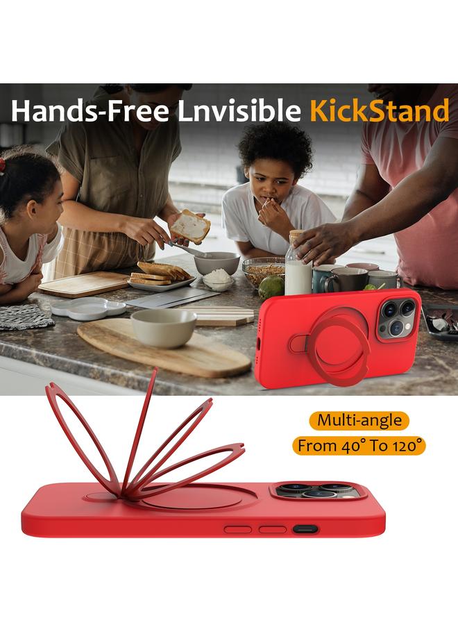 اس-توب جراب لهاتف iPhone 12 Pro Max مصنوع من السيليكون السائل المغناطيسي MagSafe مع حامل حلقي - Image 5