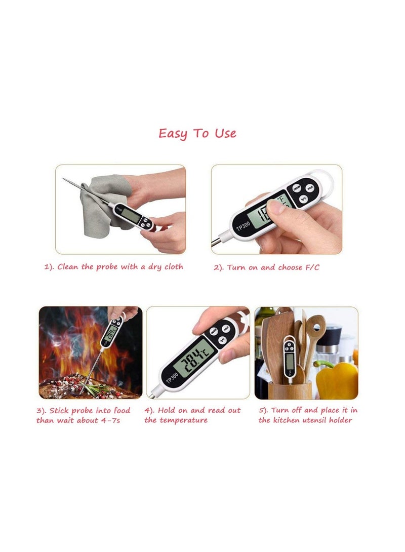 مقياس حرارة رقمي للحوم، مناسب للطهي والشواء في المطبخ، ومقياس حرارة فوري القراءة مزود بمسبار طويل، لتسخين الحلوى والشموع والحليب والزبادي والقلي والتحميص والخبز. - Image 5