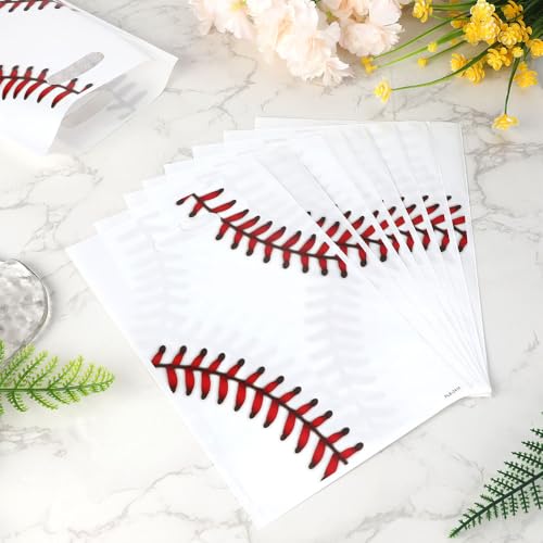 eowqeiur 50 PCS Baseball Party Favor Bags, Baseball Goodie Gift Snack Treat Cookie Goody Candy Bags for Baseball Theme Team Party Birthday Favors Supplies Decorations Wrapping Tball Baggies Pouches(White Red) - Image 4