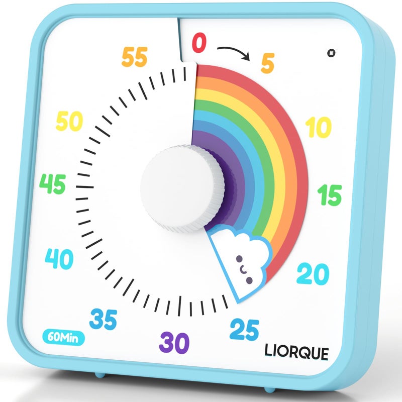 LIORQUE 60 Minute Visual Timer for Kids and Adults, Non-Ticking 7.5 Inch Large Visual Countdown Timers for Classroom Desk Countdown Clock with Magnetic Backing, Kids Pomodoro Timer Clock - Image 1